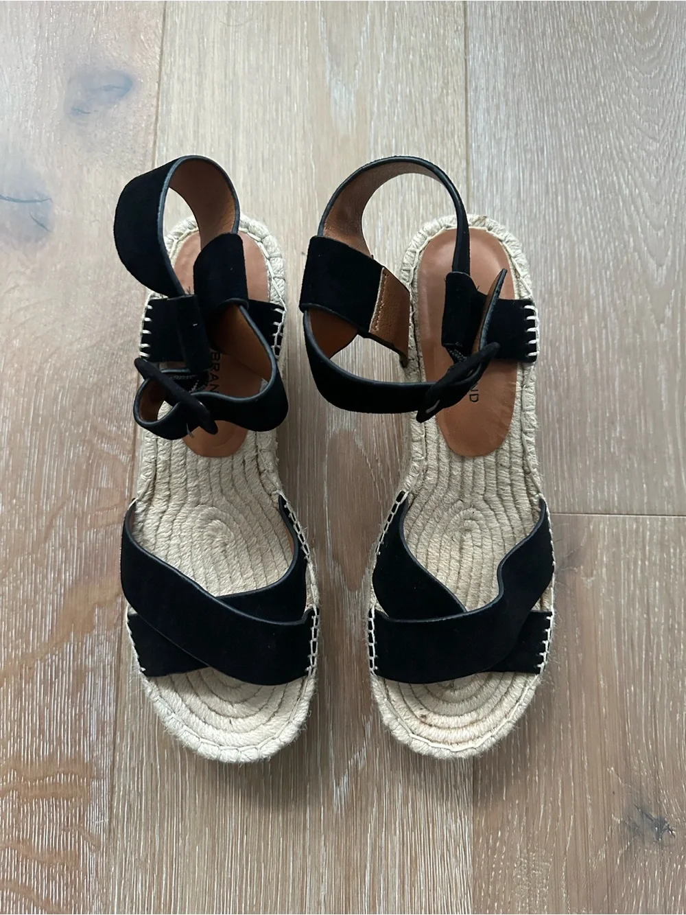 LUCKY BRAND Black Suede Audrinah Espadrille Wedge Sandals